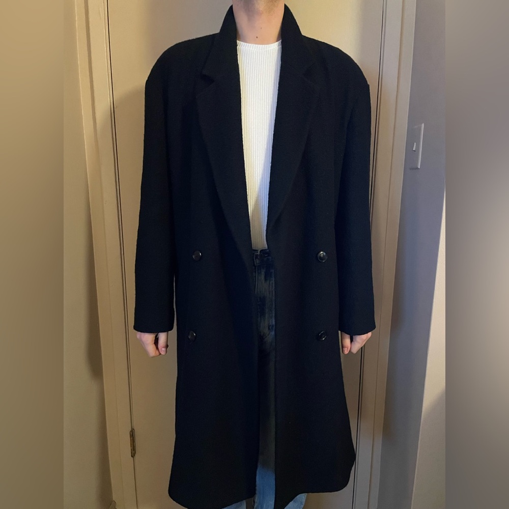 Zara Men's Classic Black Overcoat